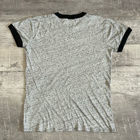 PINK Victorias Secret Campus Ringer T Shirt Womens M Short Sleeve Heather Grey - Picture 4 of 9